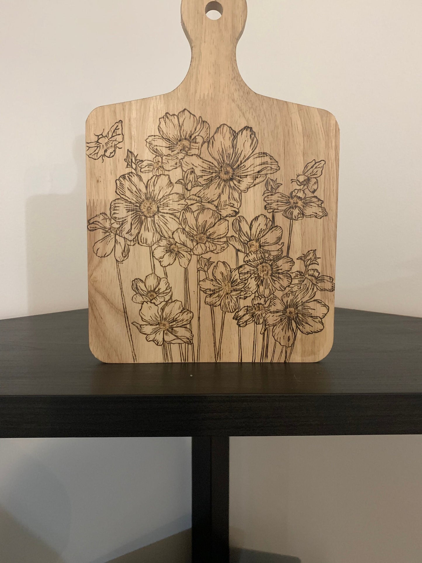 Decorative Flower Cutting Board - Woodburned Art- Handmade Gifts - Gifts for Christmas - Wood Art - Kitchen Art