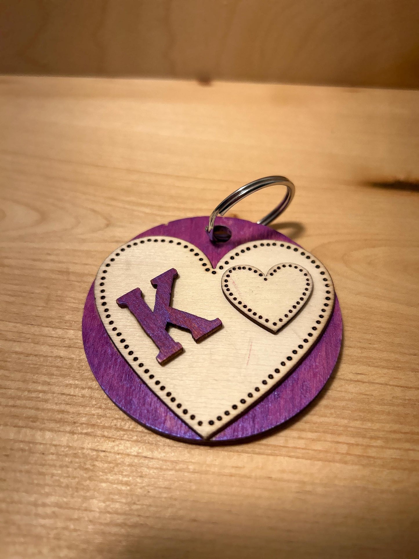Customizable Hand-made wood burned & painted heart keychains, bridesmaid gifts, gifts for her.