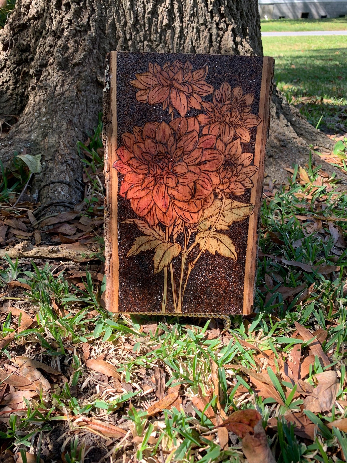 Mum floral handmade wooden pyrography home decor