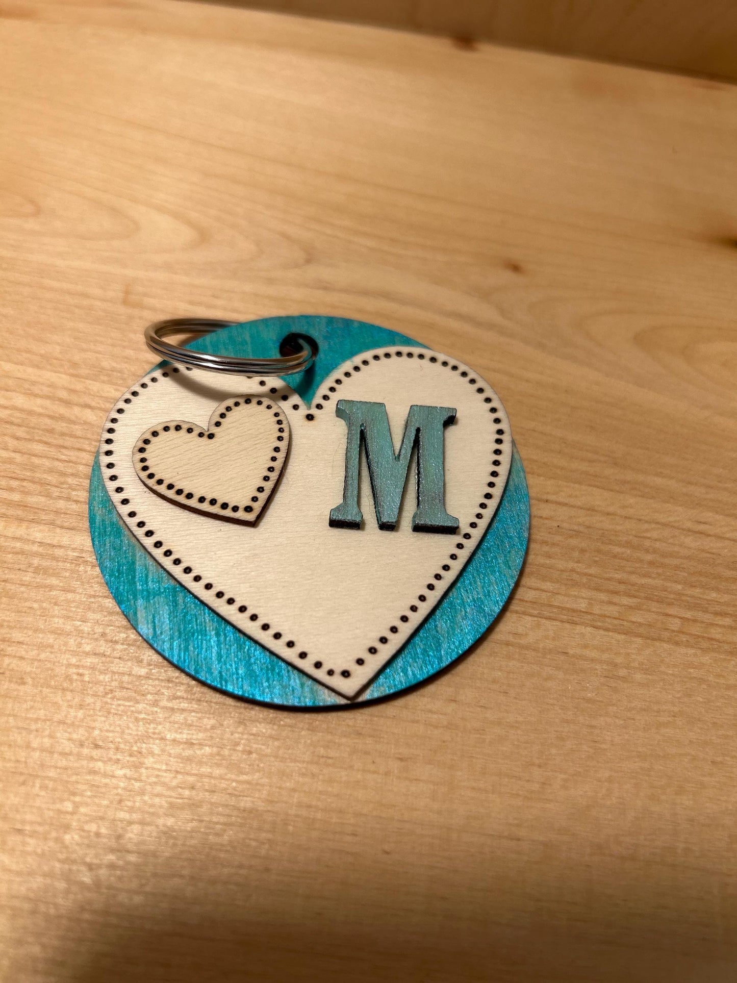 Customizable Hand-made wood burned & painted heart keychains, bridesmaid gifts, gifts for her.