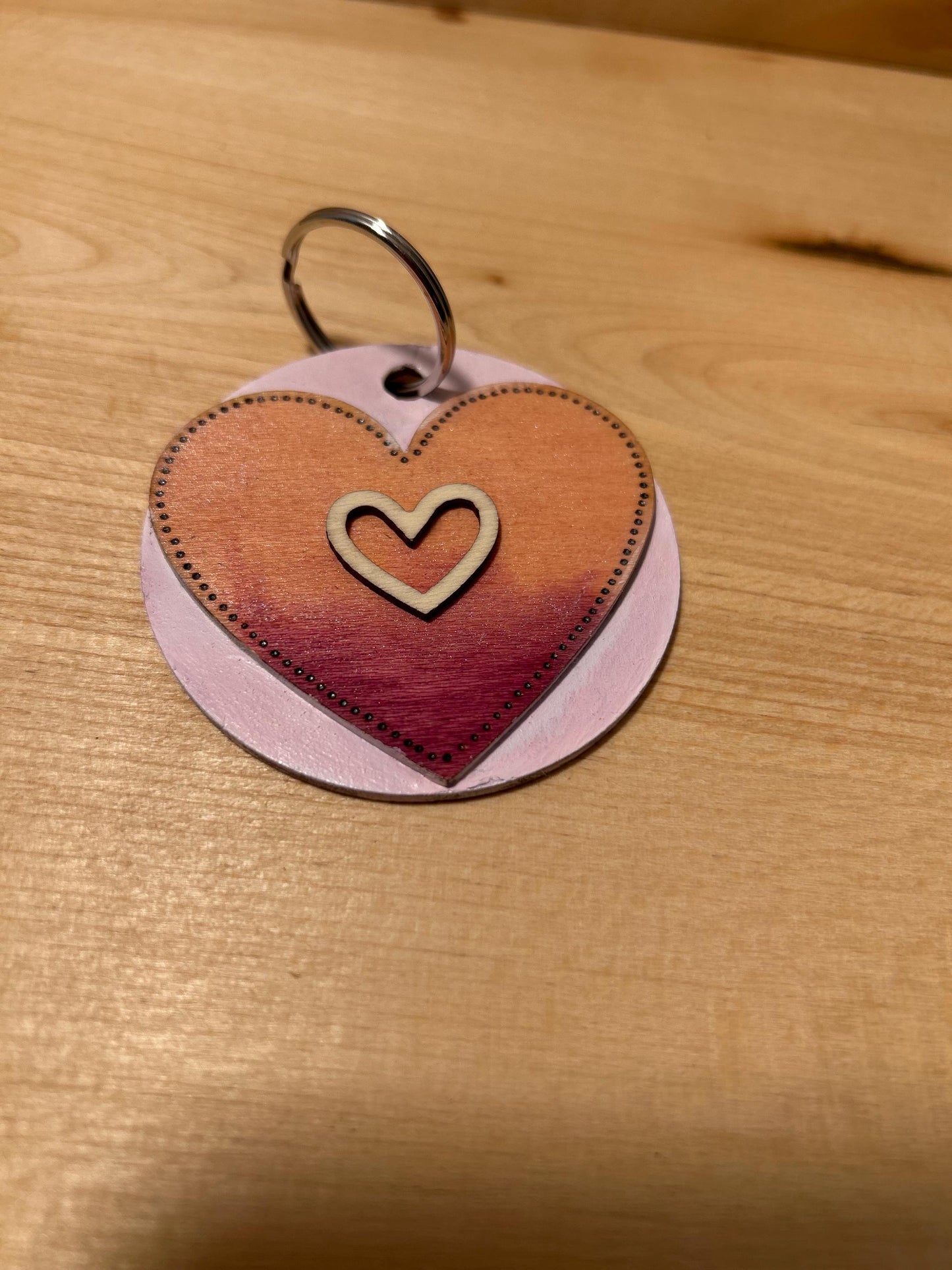 Customizable Hand-made wood burned & painted heart keychains, bridesmaid gifts, gifts for her.
