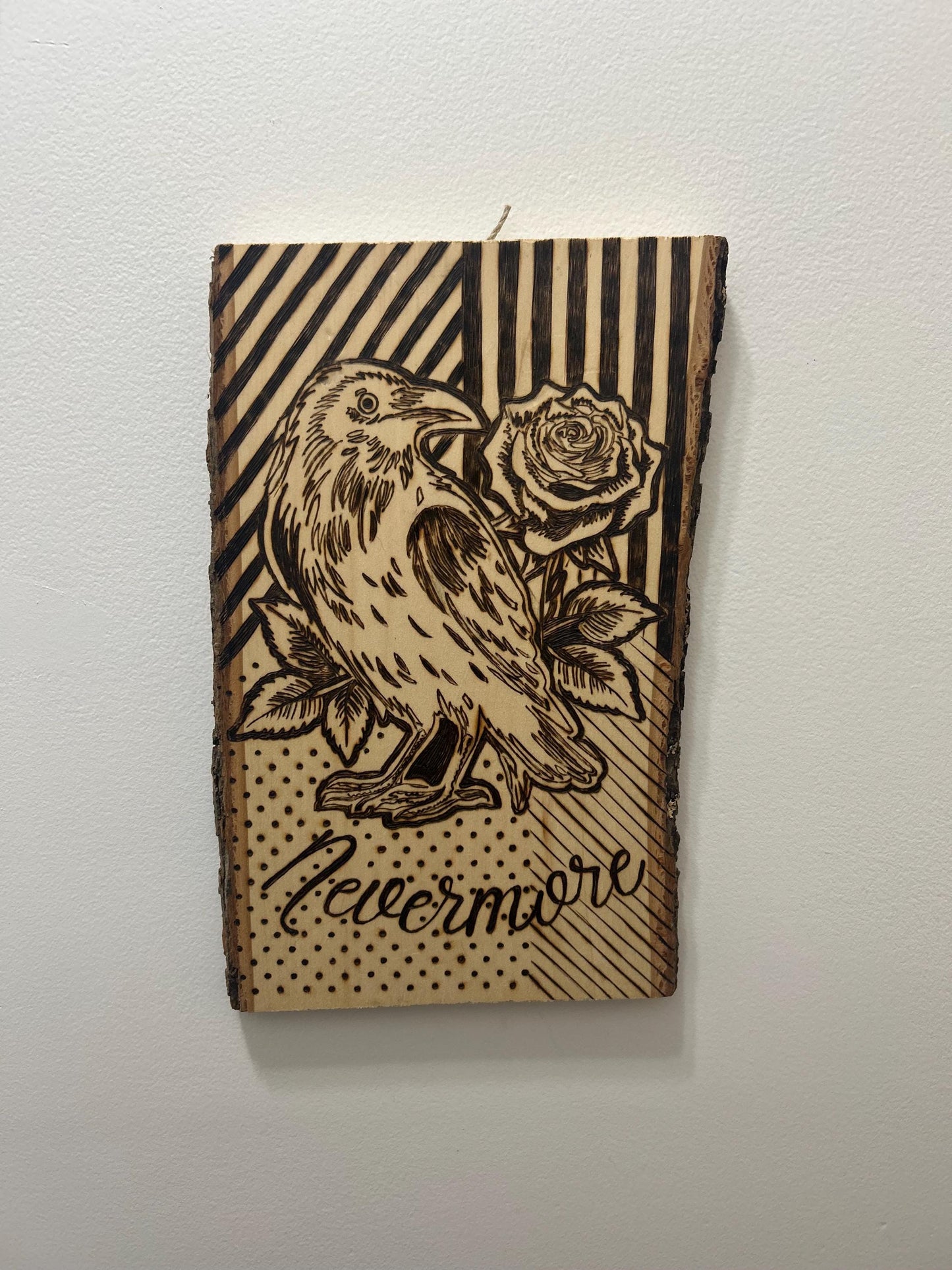 Edgar Allan Poe- Nevermore - The Raven Pyrography Woodburned Art Decor, Halloween, Spooky, Unique Wall decor
