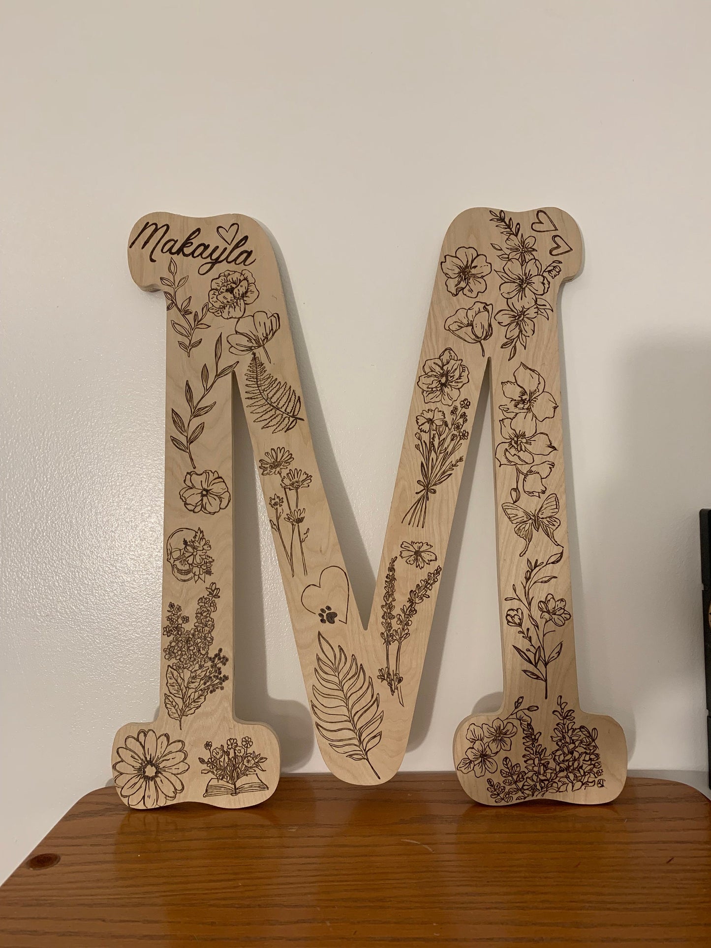 Custom Letter Decorative Hanging Wood Burned Art - Wedding, Gifts, Alphabet Letter Art, Decor, Unique, Personalized Initials