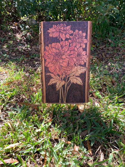 Mum floral handmade wooden pyrography home decor
