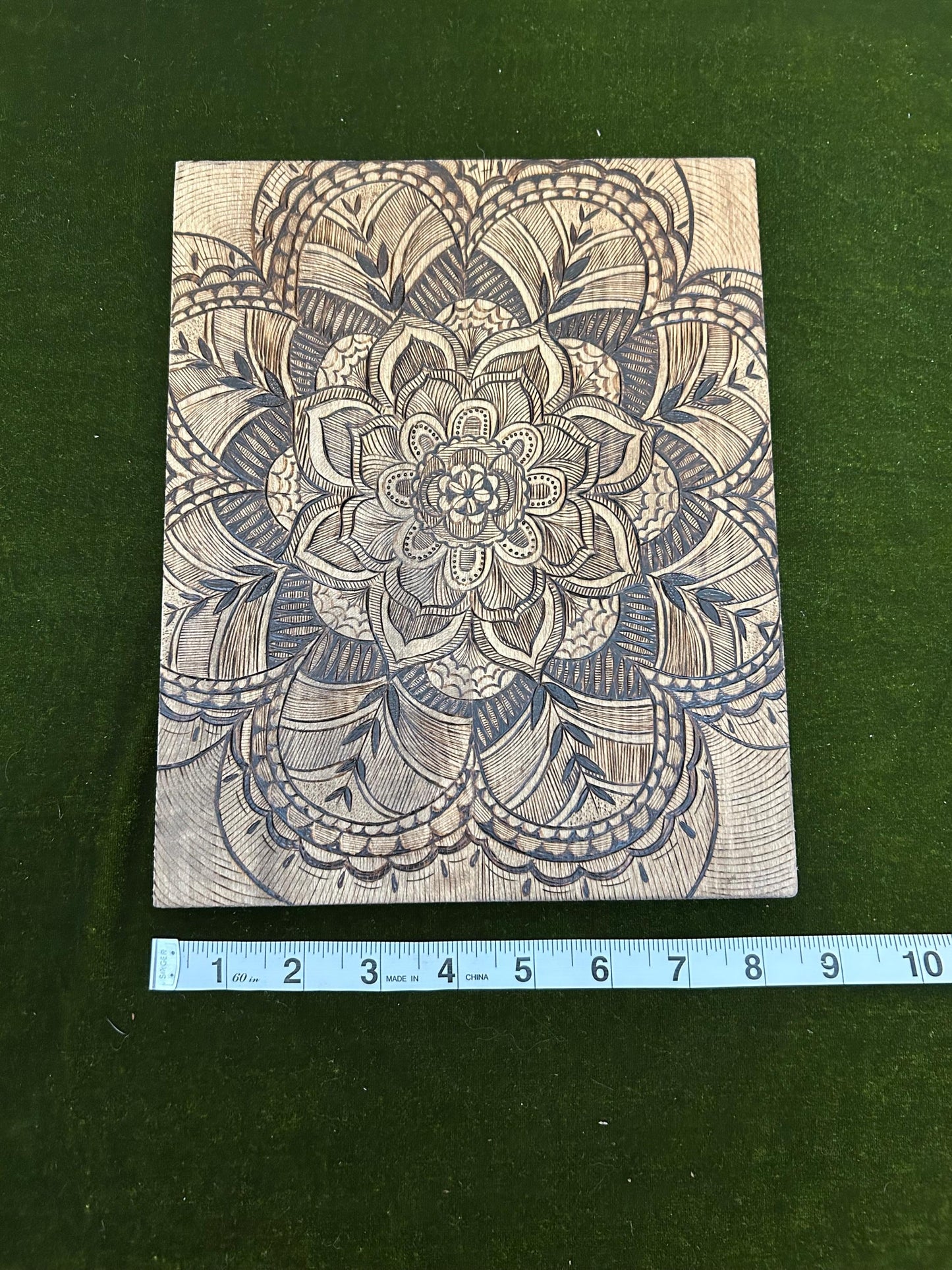 Intricate Mandala Wood Pyrography Fine Art Decor - Basswood Handmade Home Decor