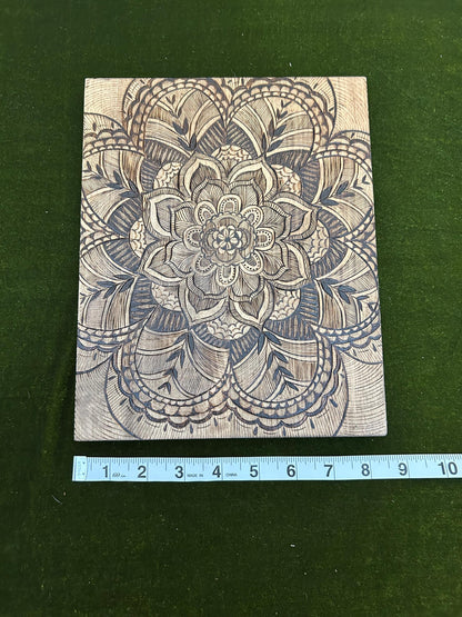 Intricate Mandala Wood Pyrography Fine Art Decor - Basswood Handmade Home Decor