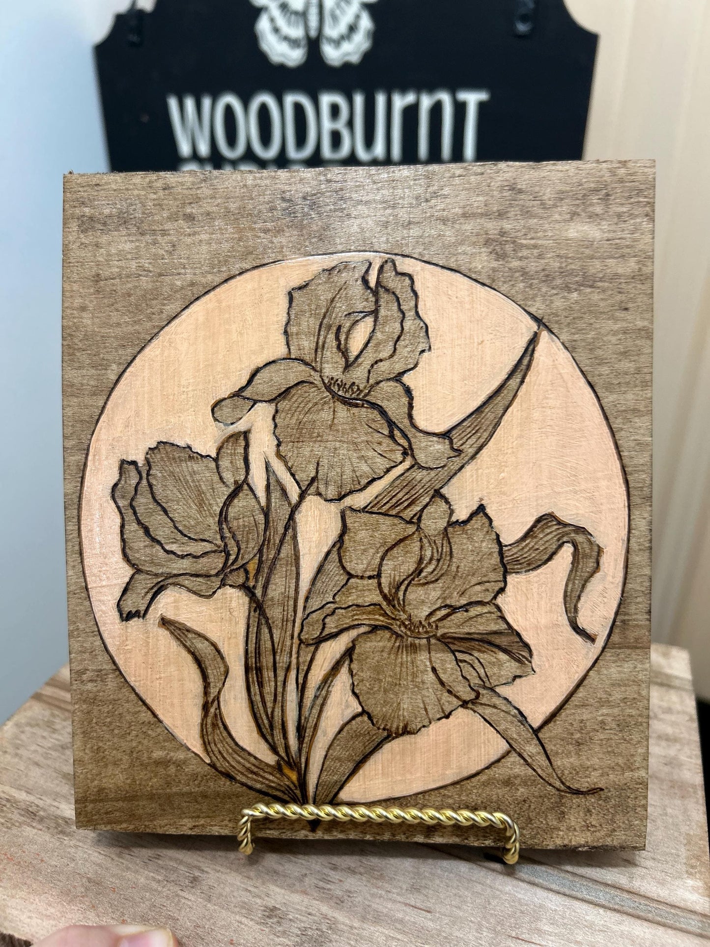 Pyrography Floral Wall Art: Woodburned Lilies on Maple