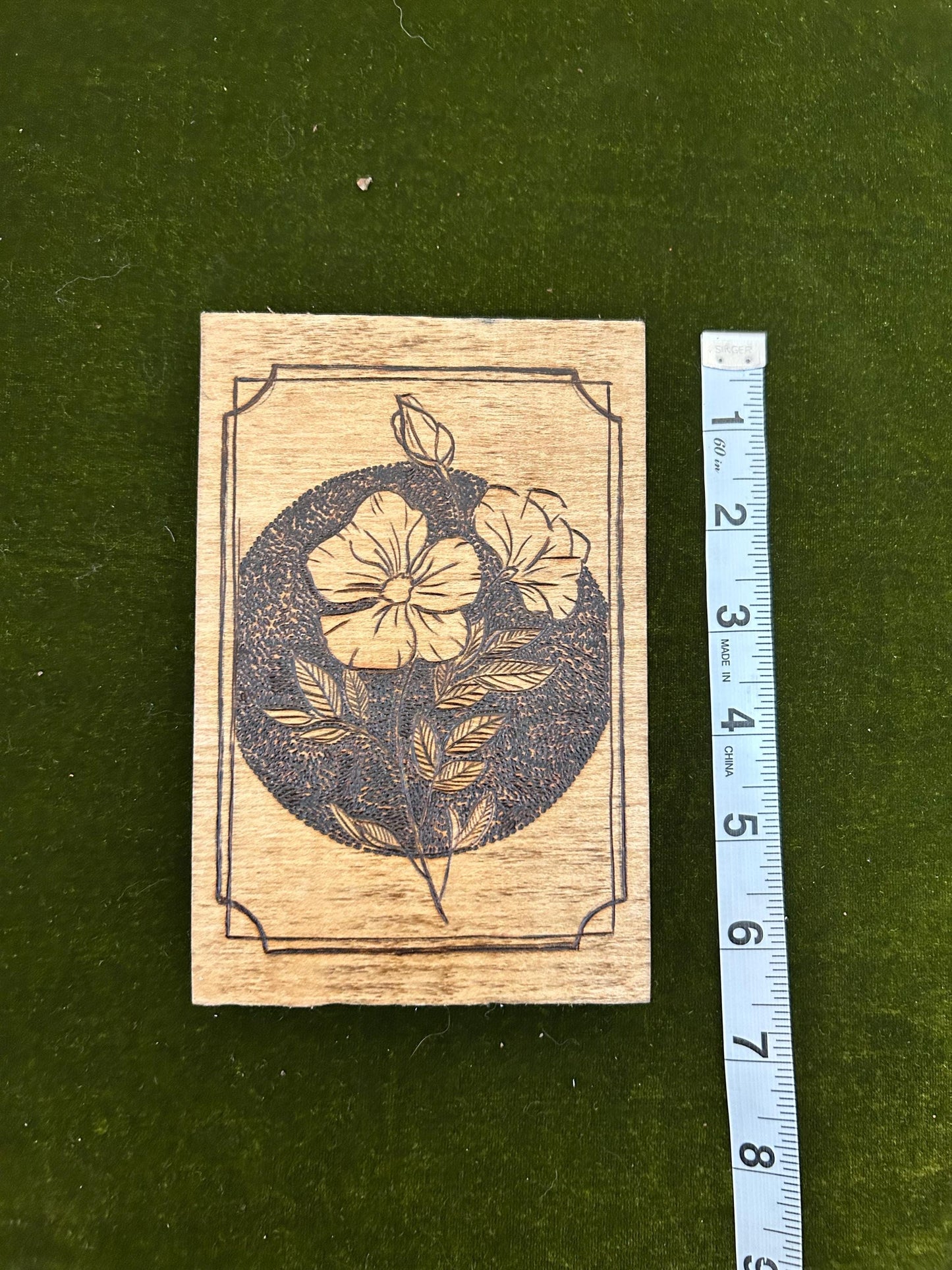 Fine Art Pyrography Mini Wall Hanging- Floral, Wild Rose, Mini Detailed Art Decor, Wood home decor