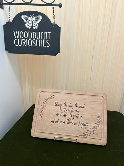 Acts 4:26 Bibical Bible Verse Woodburned Charcuterie Cutting Board, Cherry Wood, Large Serving Board, Kitchen, Gifts for mom, Bible inspired