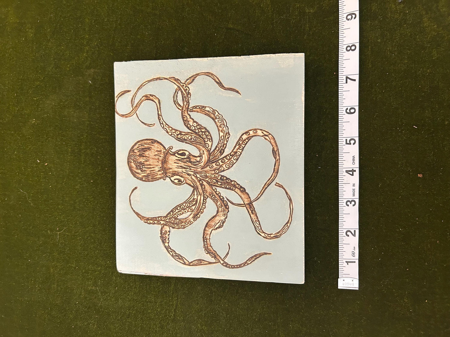 Coastal Themed Ocean Octopus Woodburned Art - Ocean themed Art - beach house gifts - Ocean Creatures - Octopus Pyrography Wall Art Decor