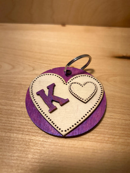 Customizable Hand-made wood burned & painted heart keychains, bridesmaid gifts, gifts for her.
