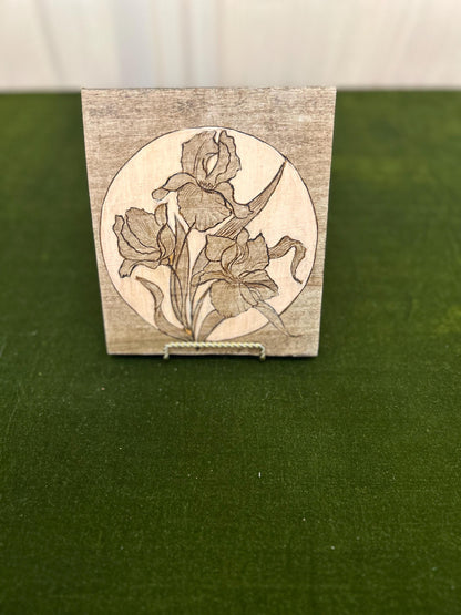Pyrography Floral Wall Art: Woodburned Lilies on Maple