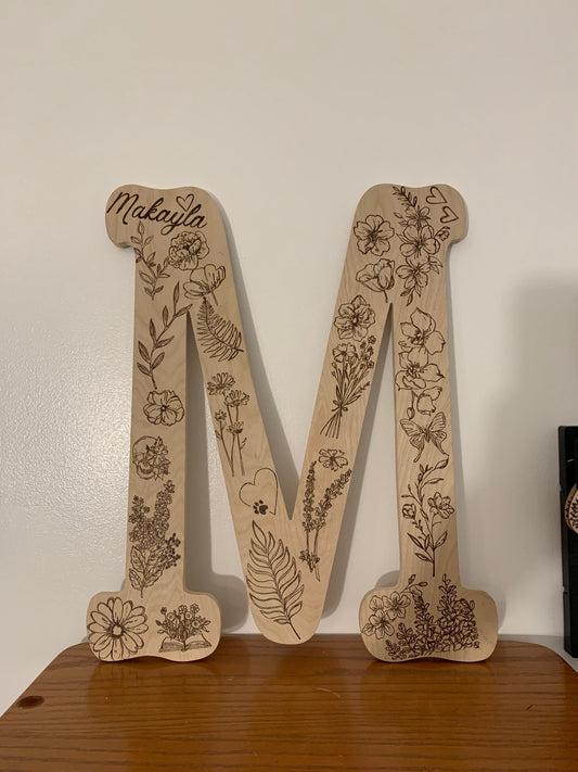 Custom Letter Decorative Hanging Wood Burned Art - Wedding, Gifts, Alphabet Letter Art, Decor, Unique, Personalized Initials