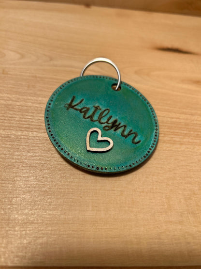 Customizable Hand-made wood burned & painted heart keychains, bridesmaid gifts, gifts for her.