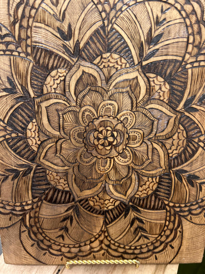 Intricate Mandala Wood Pyrography Fine Art Decor - Basswood Handmade Home Decor