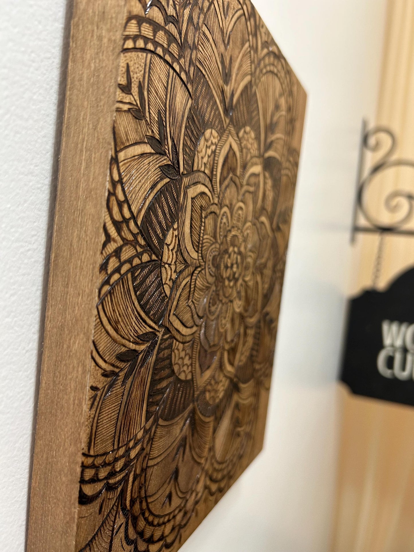 Intricate Mandala Wood Pyrography Fine Art Decor - Basswood Handmade Home Decor