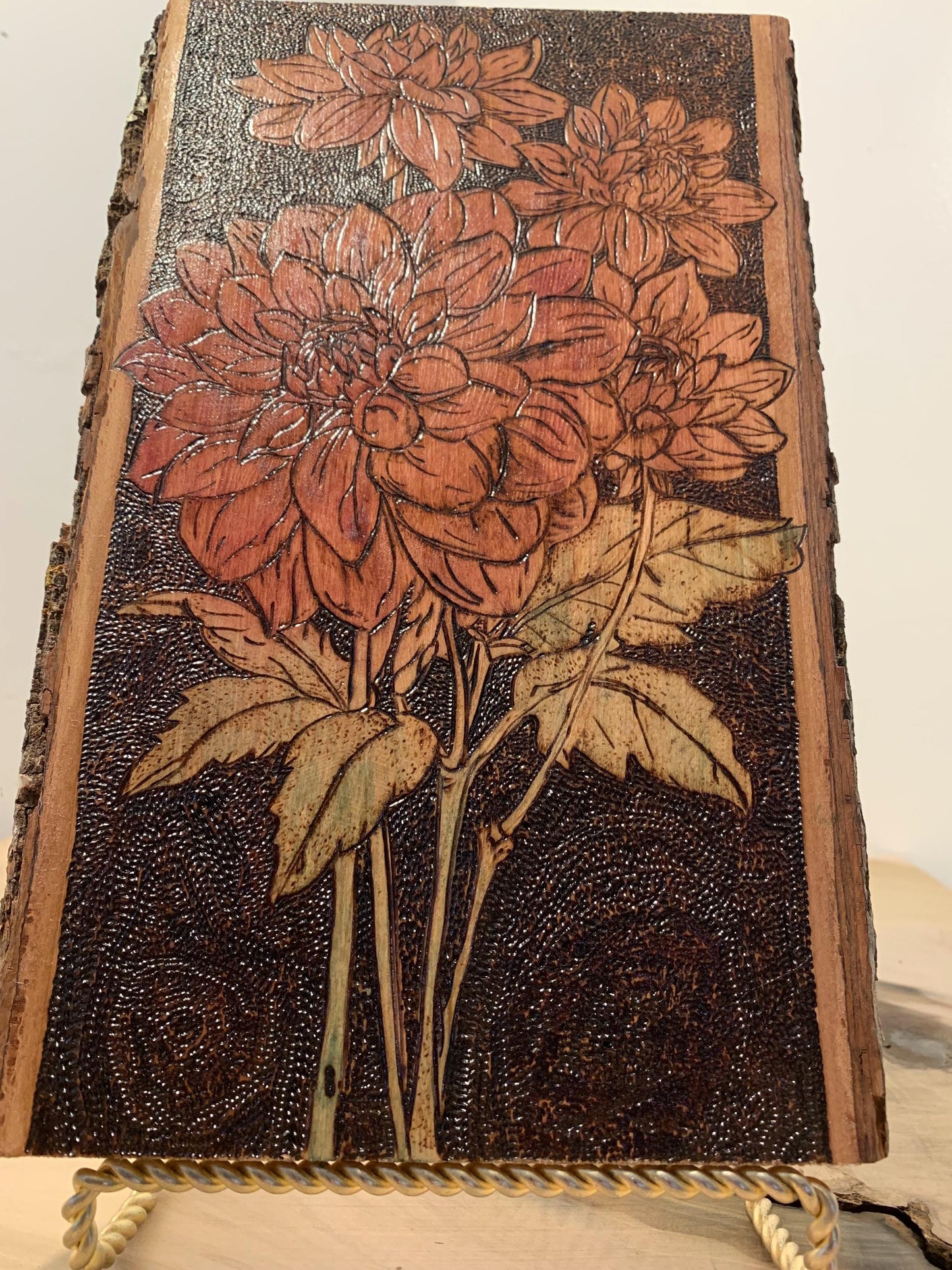Mum floral handmade wooden pyrography home decor