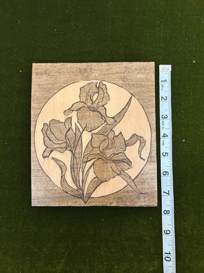 Pyrography Floral Wall Art: Woodburned Lilies on Maple