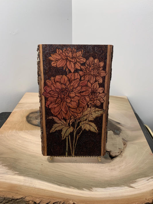 Mum floral handmade wooden pyrography home decor