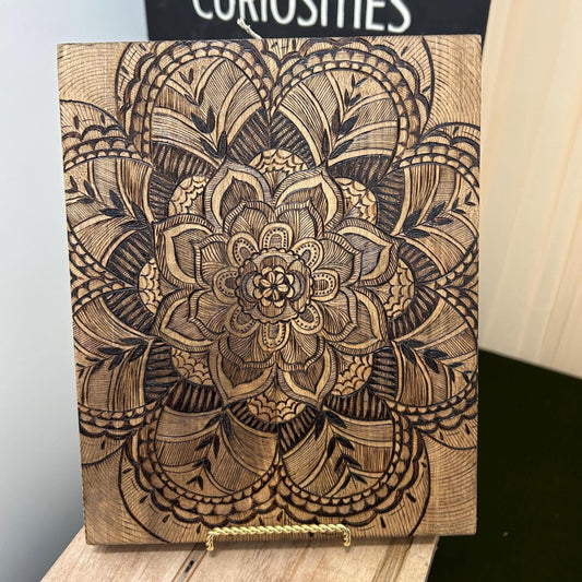 Intricate Mandala Wood Pyrography Fine Art Decor - Basswood Handmade Home Decor