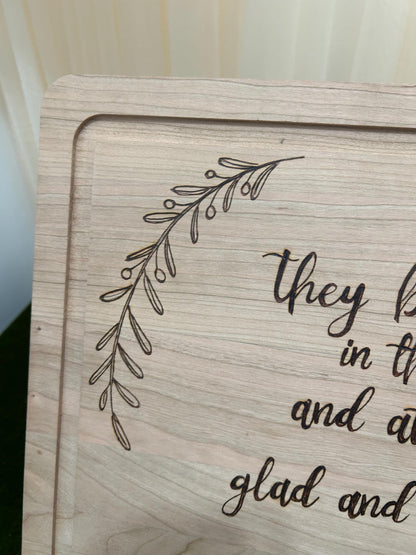 Acts 4:26 Bibical Bible Verse Woodburned Charcuterie Cutting Board, Cherry Wood, Large Serving Board, Kitchen, Gifts for mom, Bible inspired