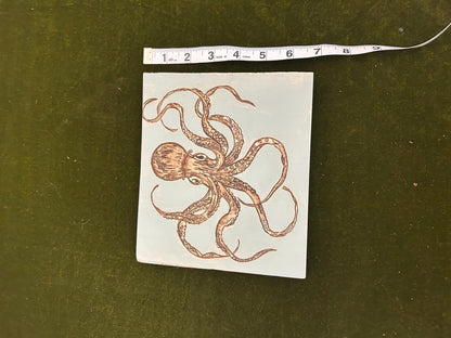 Coastal Themed Ocean Octopus Woodburned Art - Ocean themed Art - beach house gifts - Ocean Creatures - Octopus Pyrography Wall Art Decor