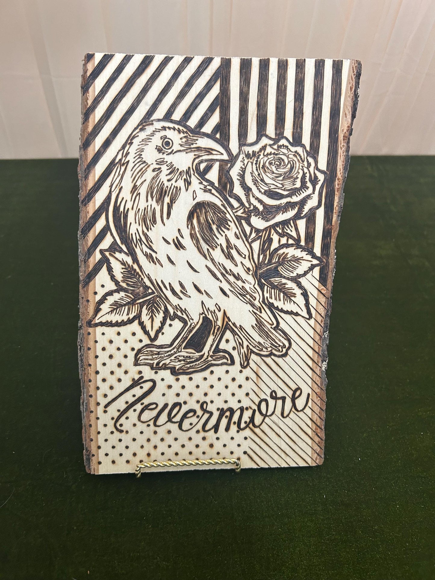 Edgar Allan Poe- Nevermore - The Raven Pyrography Woodburned Art Decor, Halloween, Spooky, Unique Wall decor
