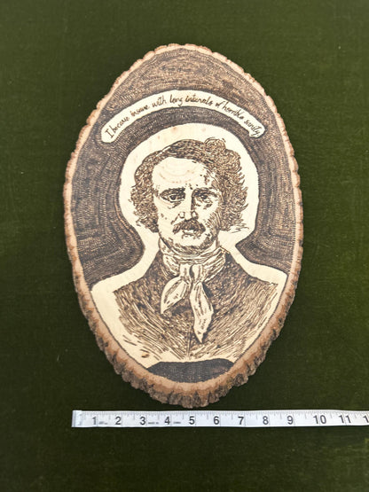 Edgar Allan Poe Wood-burned Portrait Art, Dreamy, Interesting Wall Decor, Poetry lovers delight