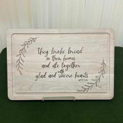 Acts 4:26 Bibical Bible Verse Woodburned Charcuterie Cutting Board, Cherry Wood, Large Serving Board, Kitchen, Gifts for mom, Bible inspired