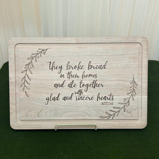 Acts 4:26 Bibical Bible Verse Woodburned Charcuterie Cutting Board, Cherry Wood, Large Serving Board, Kitchen, Gifts for mom, Bible inspired
