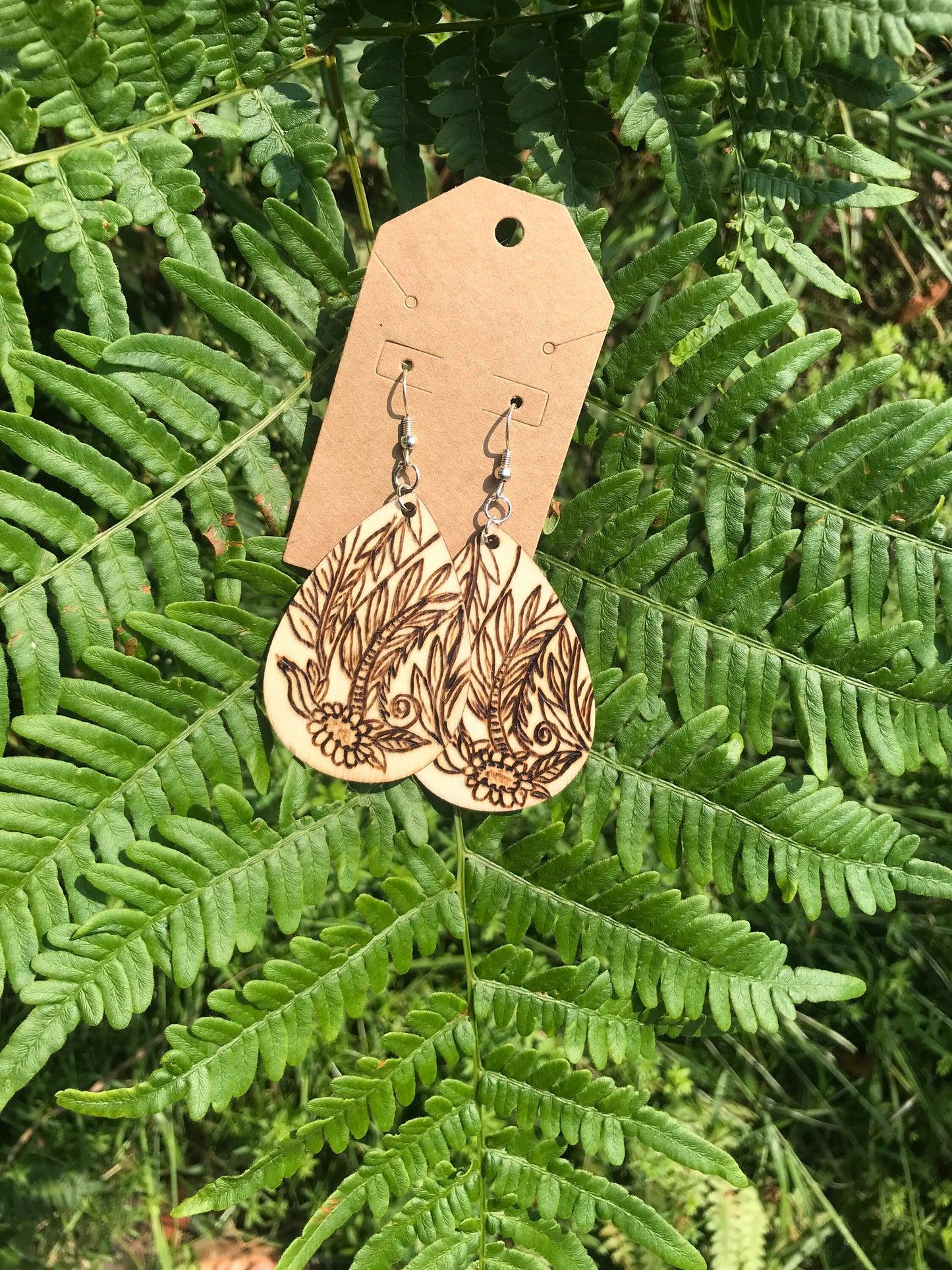 Intricate leaf earrings: Wood Burned Dangle Earrings  | Nature-Inspired Jewelry l unique wearable art