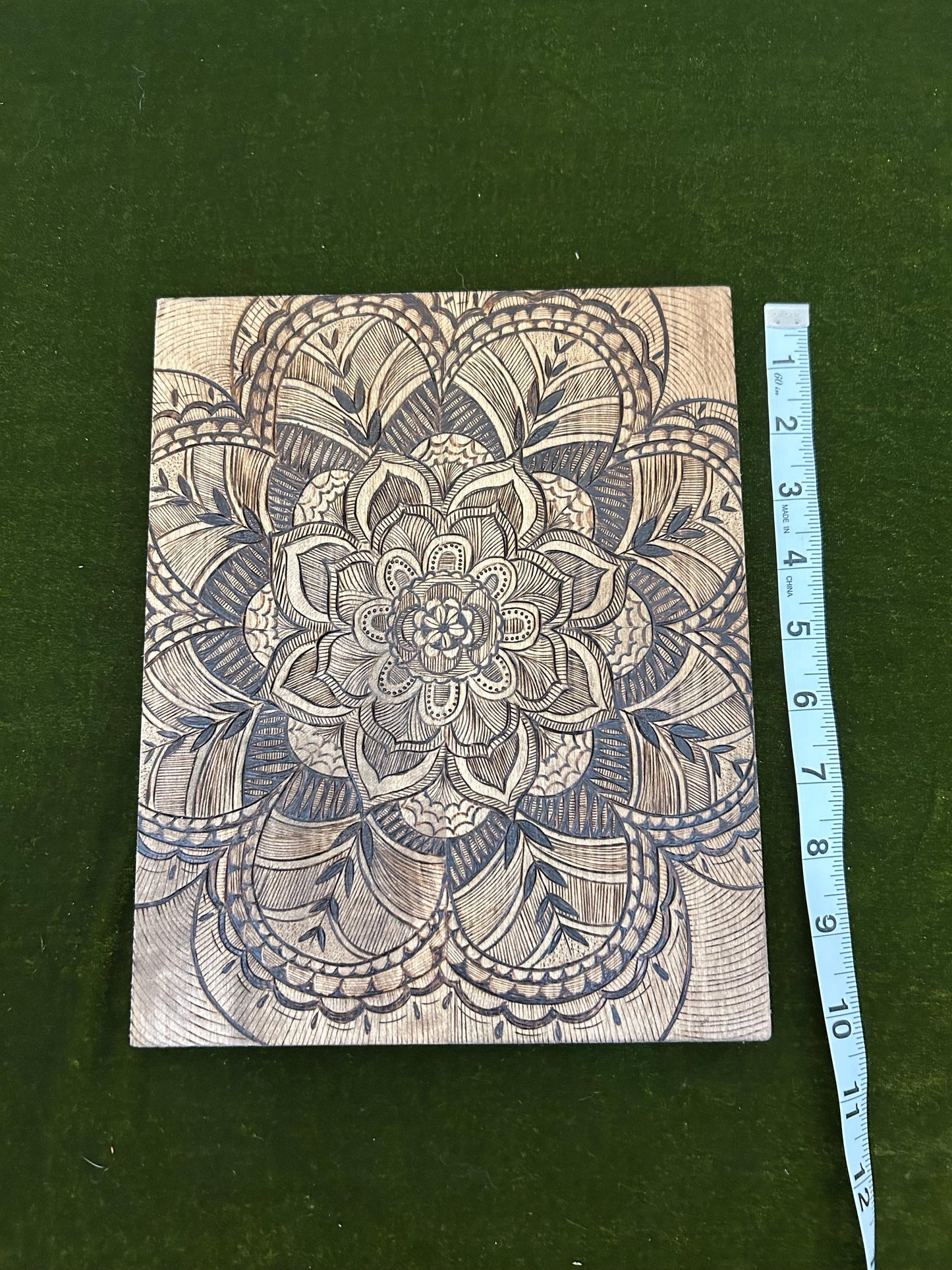 Intricate Mandala Wood Pyrography Fine Art Decor - Basswood Handmade Home Decor