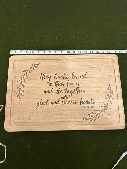 Acts 4:26 Bibical Bible Verse Woodburned Charcuterie Cutting Board, Cherry Wood, Large Serving Board, Kitchen, Gifts for mom, Bible inspired