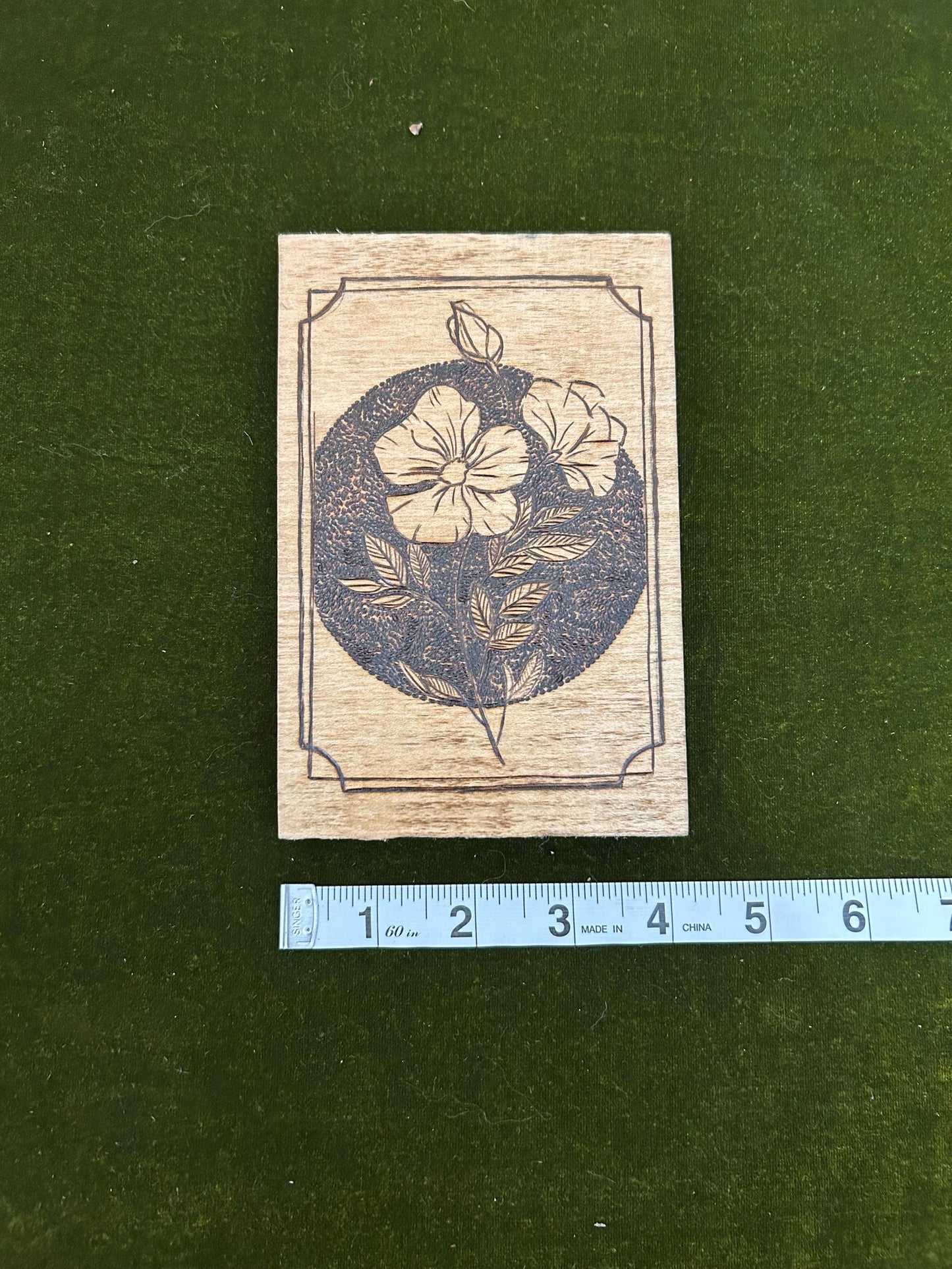 Fine Art Pyrography Mini Wall Hanging- Floral, Wild Rose, Mini Detailed Art Decor, Wood home decor