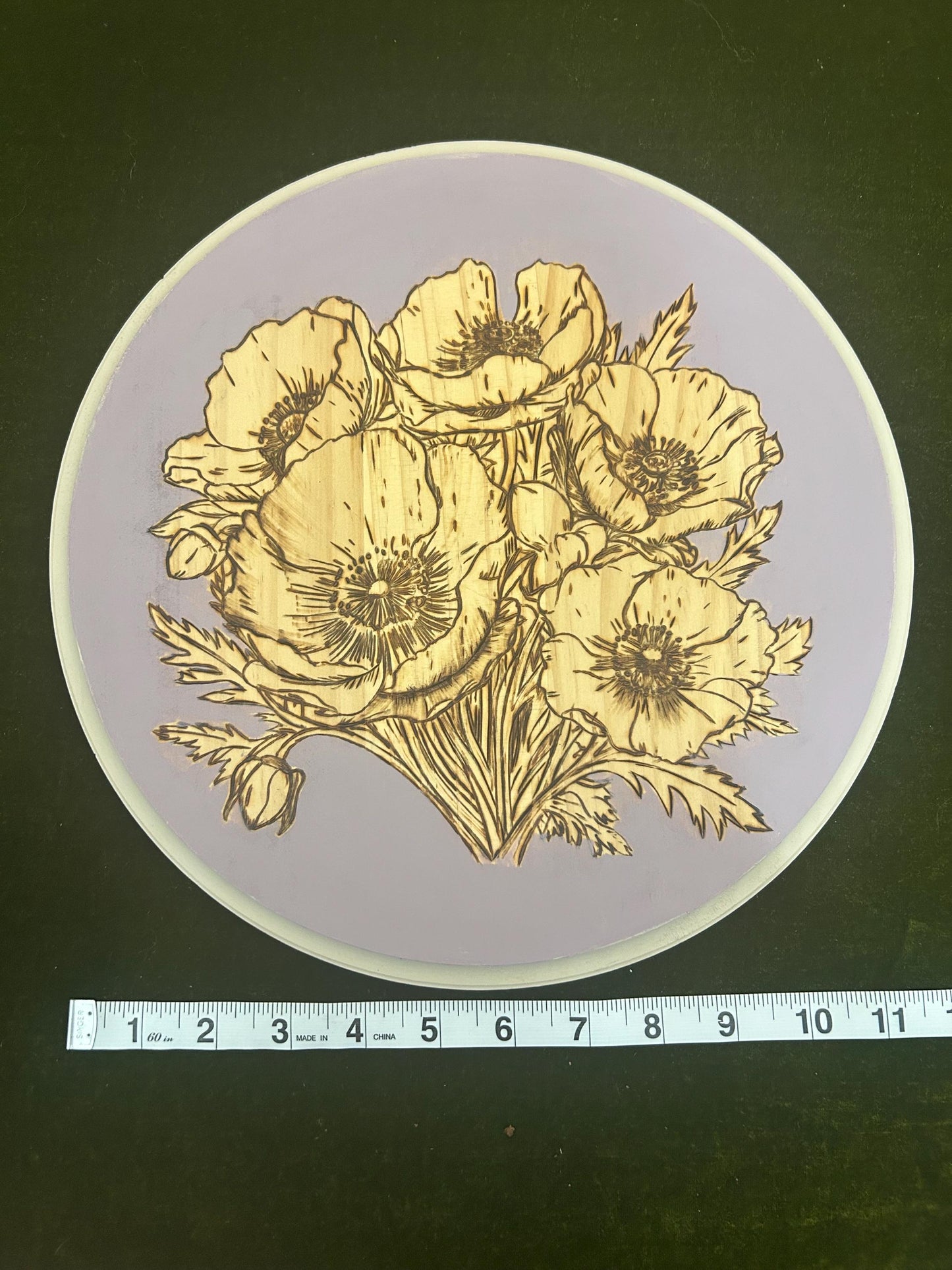 Pyrography art . Woodburned Floral Wall Art - lilac purple Decor - Gifts for Her, poppy Flower Wood Home Decor, Unique Handmade floral gifts