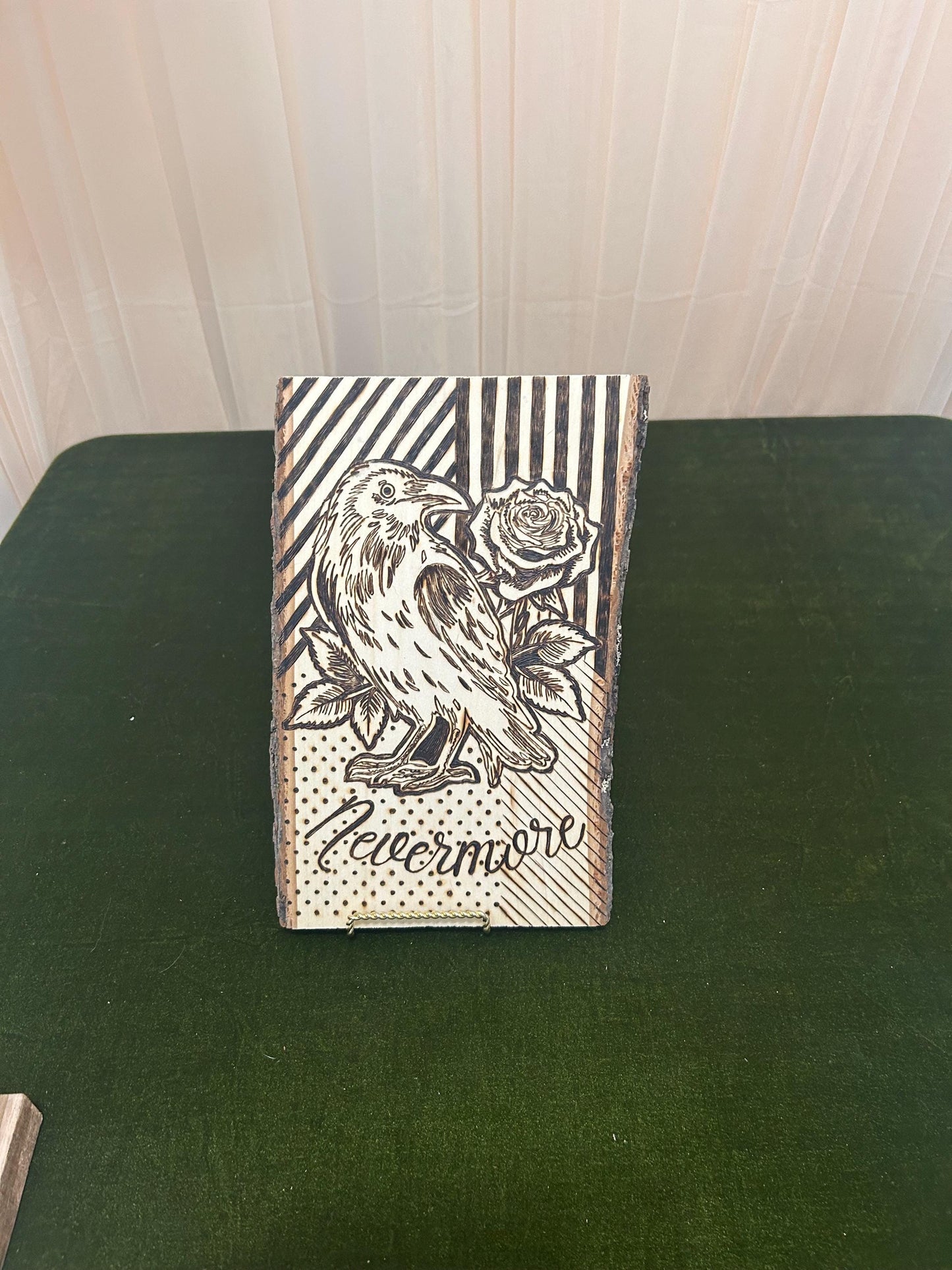 Edgar Allan Poe- Nevermore - The Raven Pyrography Woodburned Art Decor, Halloween, Spooky, Unique Wall decor