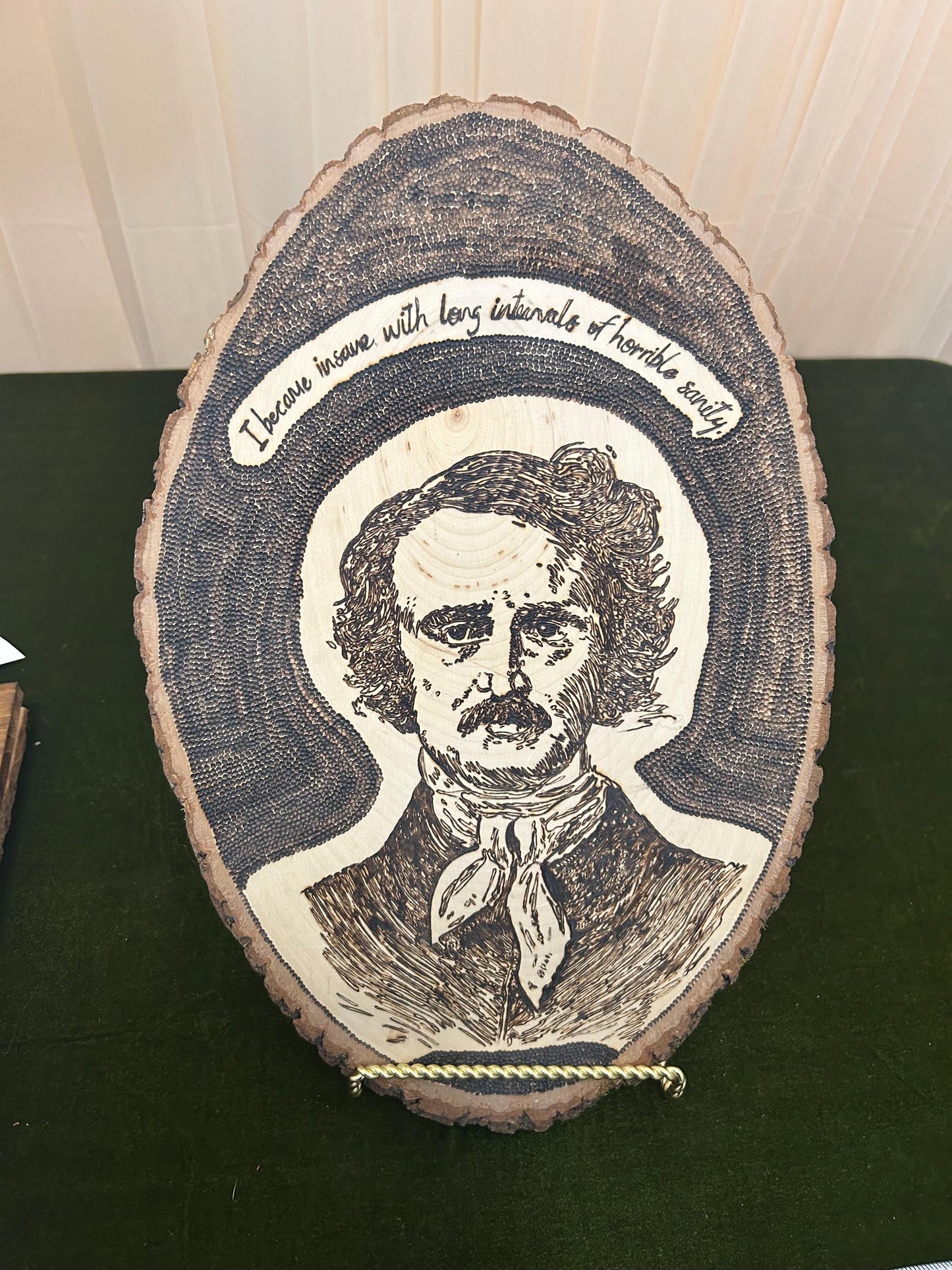 Edgar Allan Poe Wood-burned Portrait Art, Dreamy, Interesting Wall Decor, Poetry lovers delight