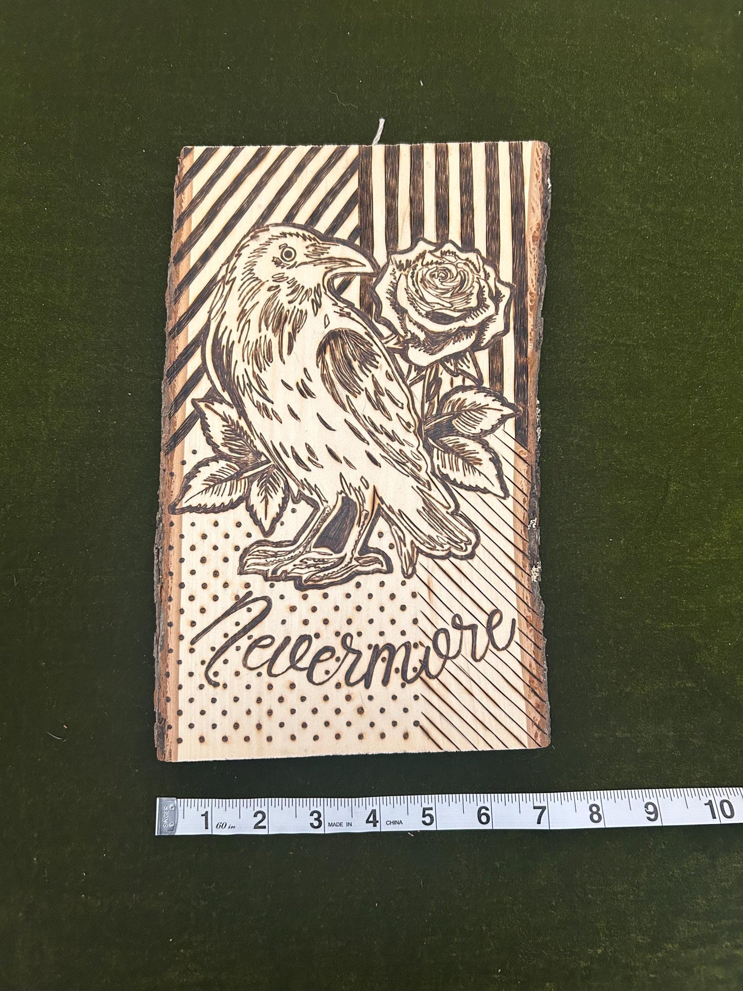 Edgar Allan Poe- Nevermore - The Raven Pyrography Woodburned Art Decor, Halloween, Spooky, Unique Wall decor
