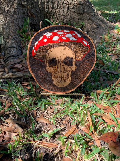 Mushroom Head - Skeleton Amanita Mushroom Woodburned Art work