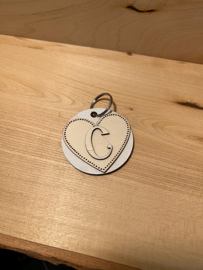 Customizable Hand-made wood burned & painted heart keychains, bridesmaid gifts, gifts for her.