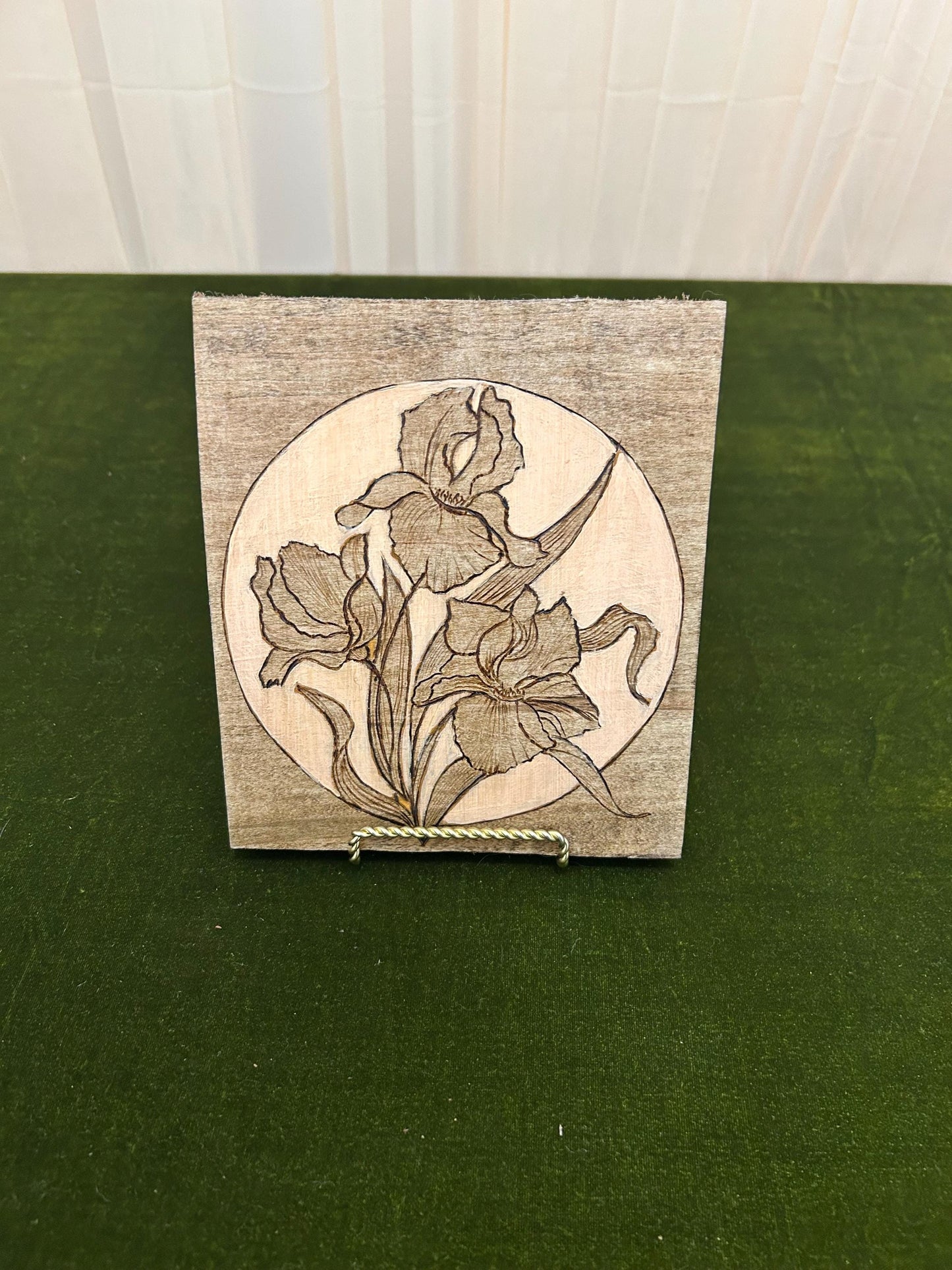 Pyrography Floral Wall Art: Woodburned Lilies on Maple