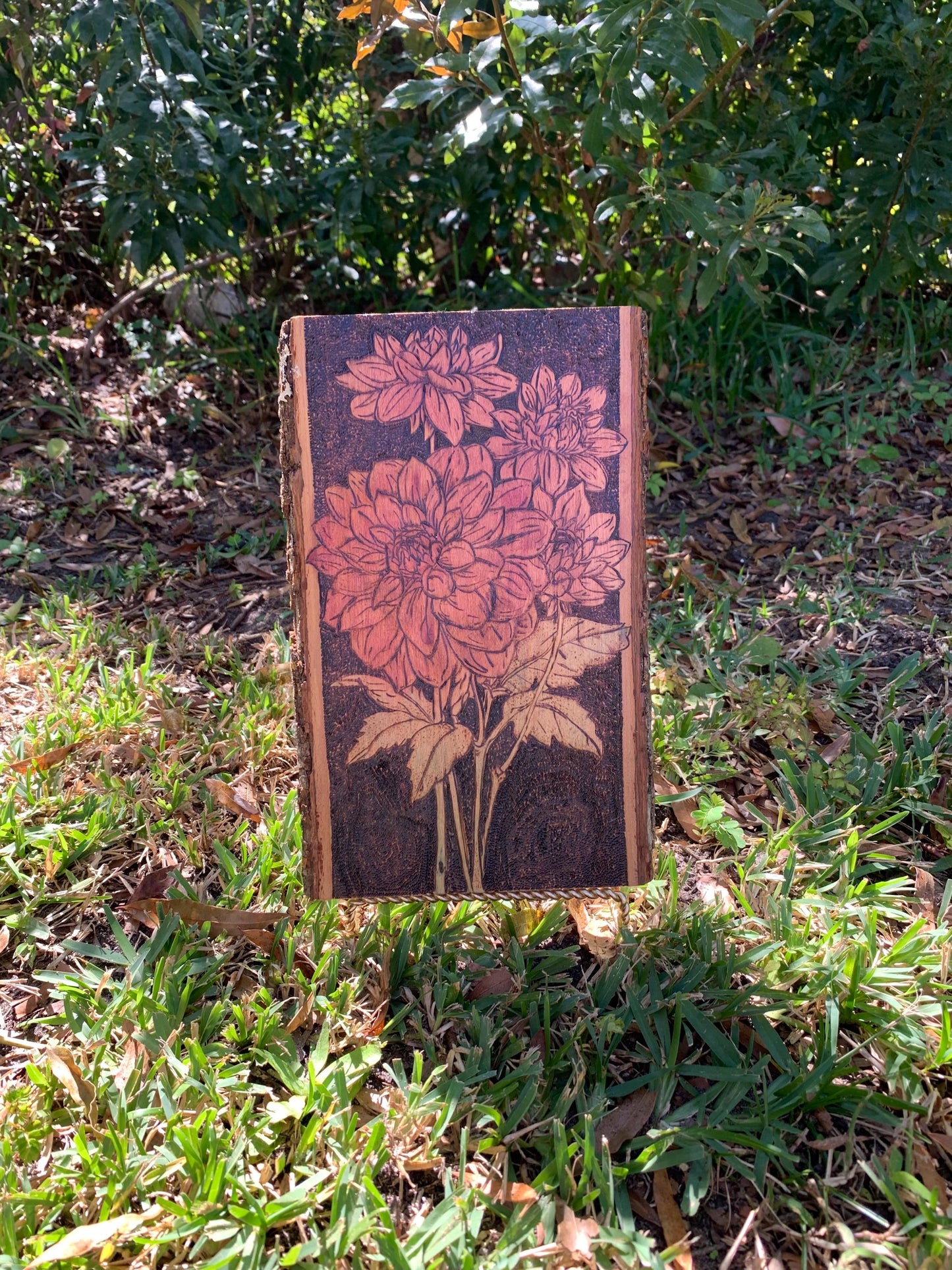 Mum floral handmade wooden pyrography home decor