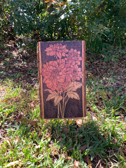 Mum floral handmade wooden pyrography home decor