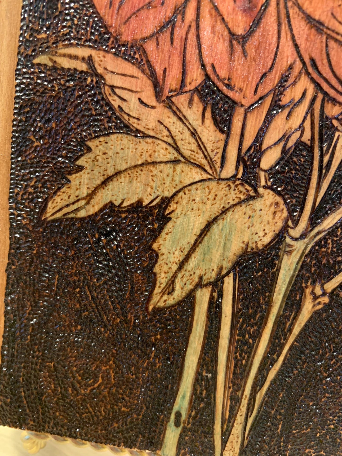 Mum floral handmade wooden pyrography home decor