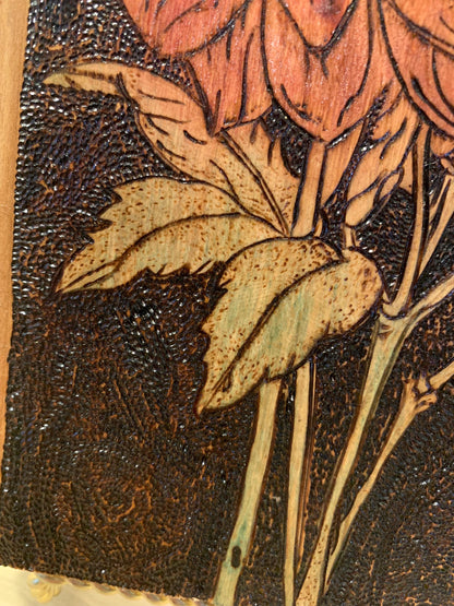 Mum floral handmade wooden pyrography home decor