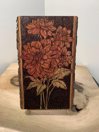 Mum floral handmade wooden pyrography home decor