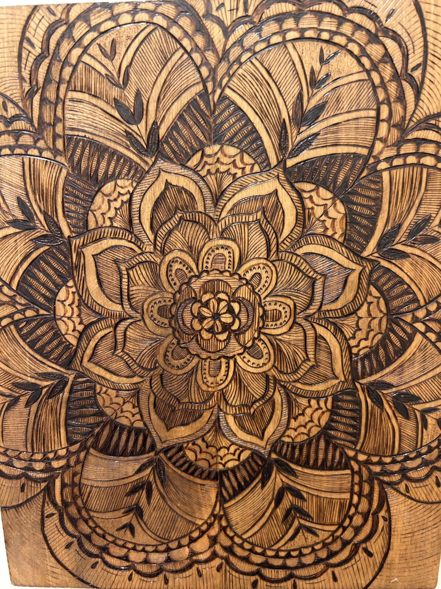 Intricate Mandala Wood Pyrography Fine Art Decor - Basswood Handmade Home Decor