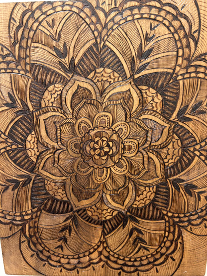 Intricate Mandala Wood Pyrography Fine Art Decor - Basswood Handmade Home Decor