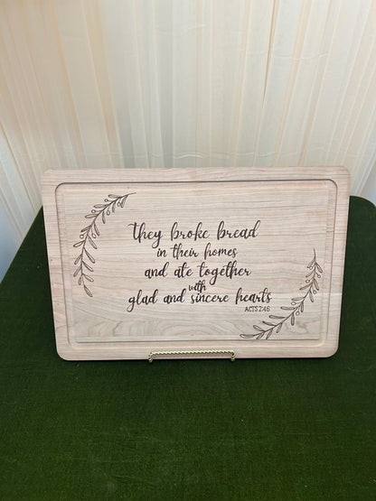 Acts 4:26 Bibical Bible Verse Woodburned Charcuterie Cutting Board, Cherry Wood, Large Serving Board, Kitchen, Gifts for mom, Bible inspired