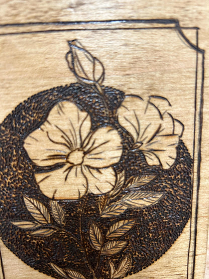 Fine Art Pyrography Mini Wall Hanging- Floral, Wild Rose, Mini Detailed Art Decor, Wood home decor
